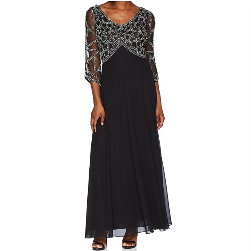 J Kara Petite Elegant Black Evening Gown